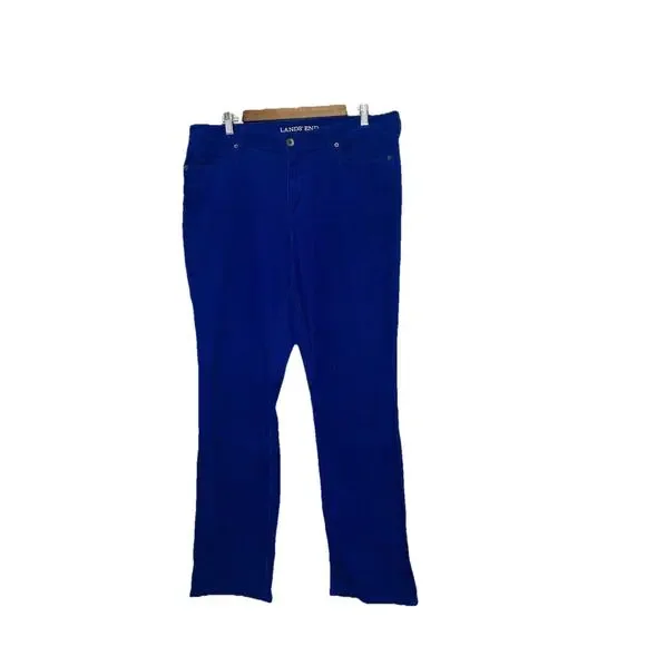 Lands' End Women’s Blue Mid Rise Straight Leg Corduroy Pants Size 14 (36/31) EU‎ - Picture 2 of 13